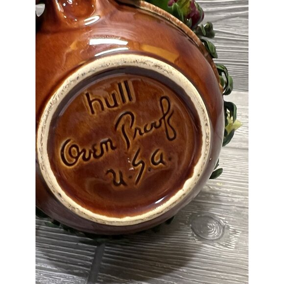 Faux Fruit Arrangement in Vintage Hull Pottery Bean Bowl Kim Originals 9.5” - Picture 9 of 9